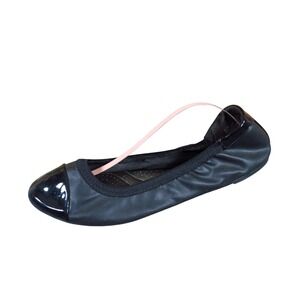 Dexflex Claire Women Ballet Flat Size 9 Professional Travel Work Black Cap Toe